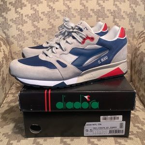 Mens Diadora S8000 Made in Italy Grey Red White Blue size 9.5 shoes